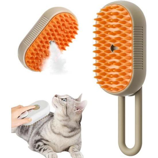 Brosse de Toilettage 3-en-1 Rechargeable – Massage, Vapeur & Anti-Poils